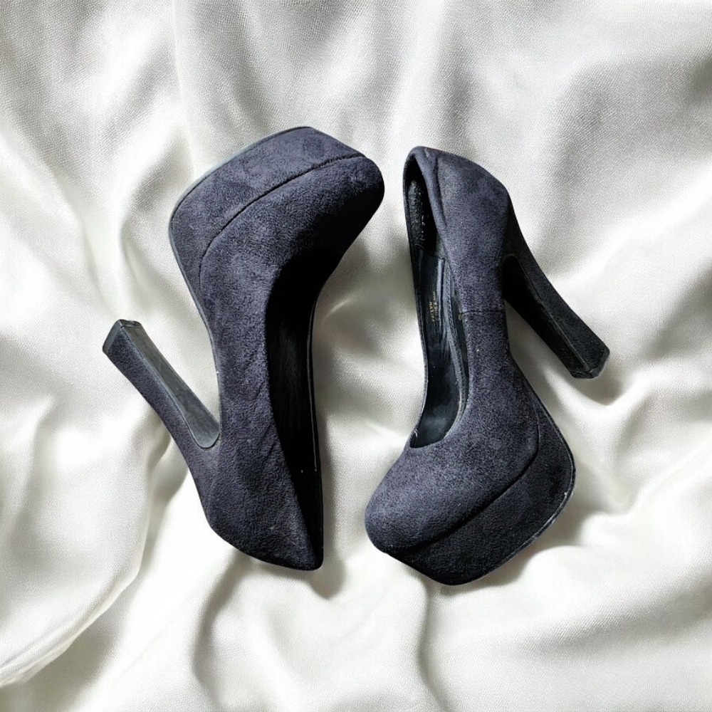 Elegant Black Suede Women's Heels